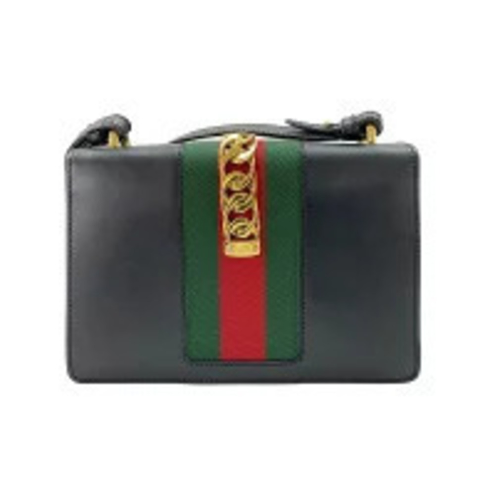Gucci Sylvie Cherie Leather Shoulder Bag Black